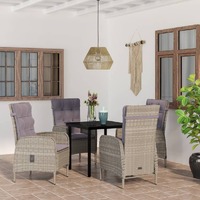  5 Piece Outdoor Dining Set with Cushions Grey and Black