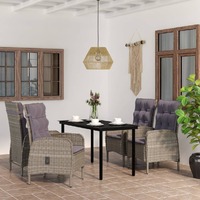  5 Piece Outdoor Dining Set with Cushions Grey and Black