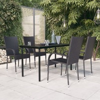  5 Piece Outdoor Dining Set Black