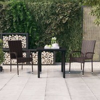  3 Piece Outdoor Dining Set Brown and Black