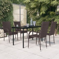  5 Piece Outdoor Dining Set Brown and Black