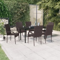  7 Piece Outdoor Dining Set Brown and Black