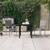  3 Piece Garden Dining Set Grey and Black