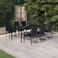  7 Piece Garden Dining Set Black