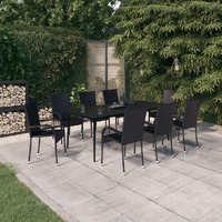  9 Piece Garden Dining Set Black