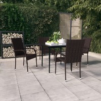  5 Piece Garden Dining Set Brown and Black