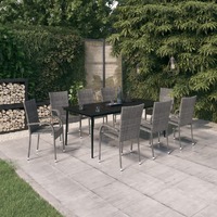  9 Piece Garden Dining Set Grey and Black