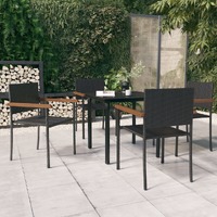  5 Piece Garden Dining Set Black