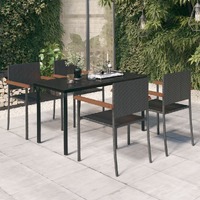  5 Piece Garden Dining Set Black
