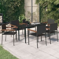  7 Piece Garden Dining Set Black