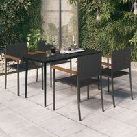  5 Piece Garden Dining Set Black