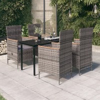  5 Piece Garden Dining Set with Cushions Grey