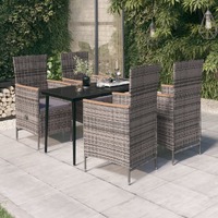  5 Piece Garden Dining Set with Cushions Grey
