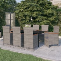  9 Piece Garden Dining Set with Cushions Grey