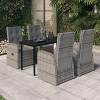  5 Piece Garden Dining Set with Cushions Grey