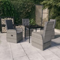  5 Piece Garden Dining Set with Cushions Grey
