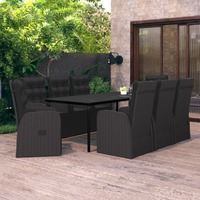  9 Piece Garden Dining Set with Cushions Black