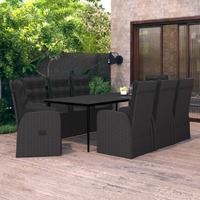  9 Piece Garden Dining Set with Cushions Black