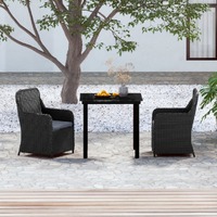  3 Piece Garden Dining Set with Cushions Black