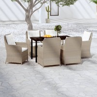  7 Piece Garden Dining Set Brown