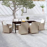  7 Piece Garden Dining Set Brown