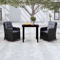  3 Piece Garden Dining Set Black