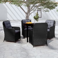  5 Piece Garden Dining Set Black
