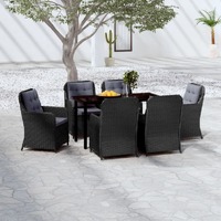  7 Piece Garden Dining Set Black
