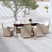  7 Piece Garden Dining Set Brown