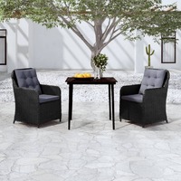  3 Piece Garden Dining Set Black