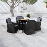  5 Piece Garden Dining Set Black