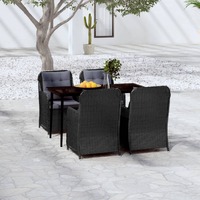  5 Piece Garden Dining Set Black