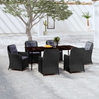  7 Piece Garden Dining Set Black