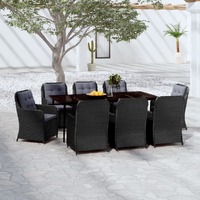  9 Piece Garden Dining Set Black