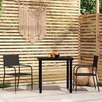  3 Piece Garden Dining Set Black