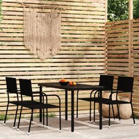  5 Piece Garden Dining Set Black