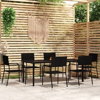  7 Piece Garden Dining Set Black