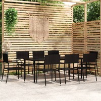  9 Piece Garden Dining Set Black