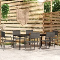  7 Piece Garden Dining Set Grey