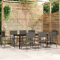  9 Piece Garden Dining Set Grey