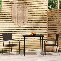  3 Piece Garden Dining Set Black