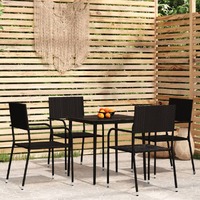 5 Piece Garden Dining Set Black