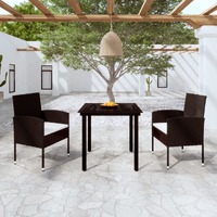 3 Piece Garden Dining Set Black