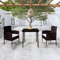  3 Piece Garden Dining Set Black