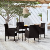  5 Piece Garden Dining Set Black