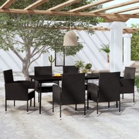 7 Piece Garden Dining Set Black