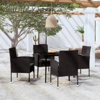  5 Piece Garden Dining Set Black