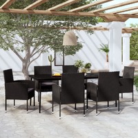  7 Piece Garden Dining Set Black