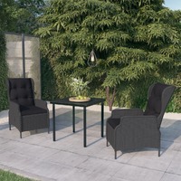  3 Piece Garden Dining Set Dark Grey