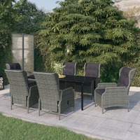  7 Piece Garden Dining Set Light Grey